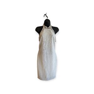 Rhapsodielle White Floral Mini Dress Size M Sleeveless